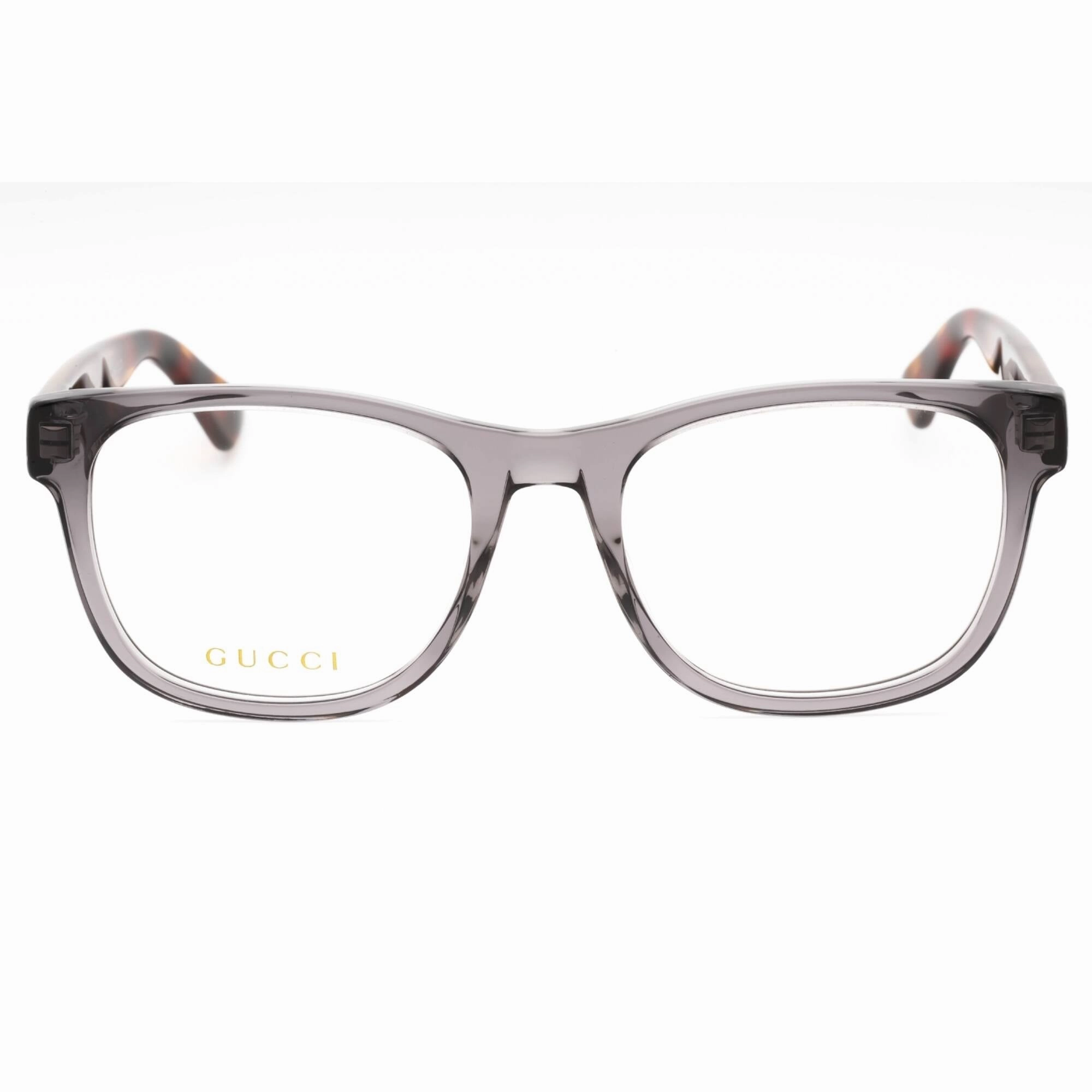 Gucci Men's Eyeglasses - Grey Havana Acetate Square Frame Clear Lens | GG0004ON 004
