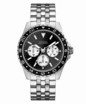 GUESS Mens Silver Tone Multi-function Watch