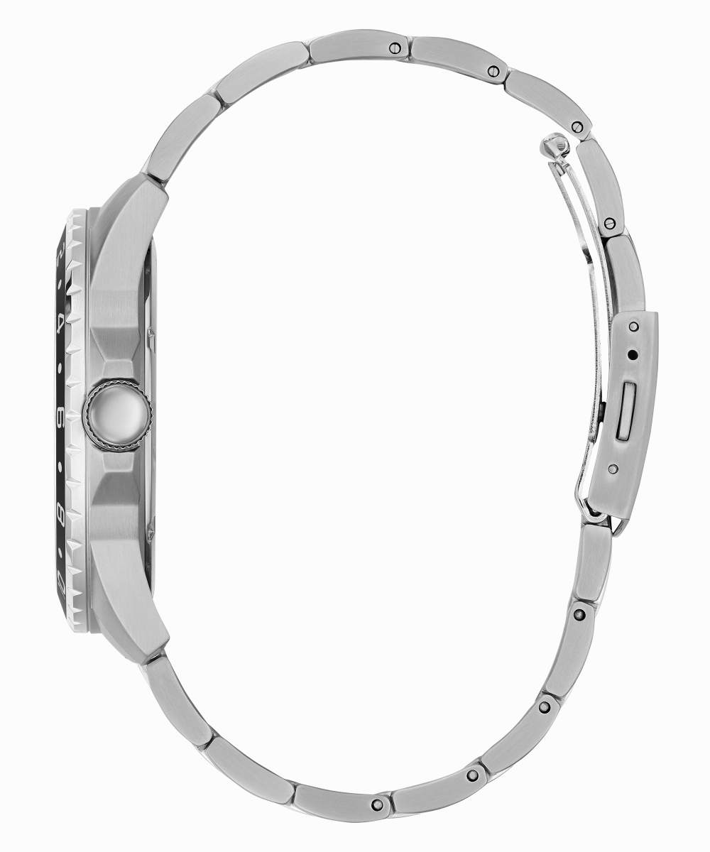 GUESS Mens Silver Tone Multi-function Watch