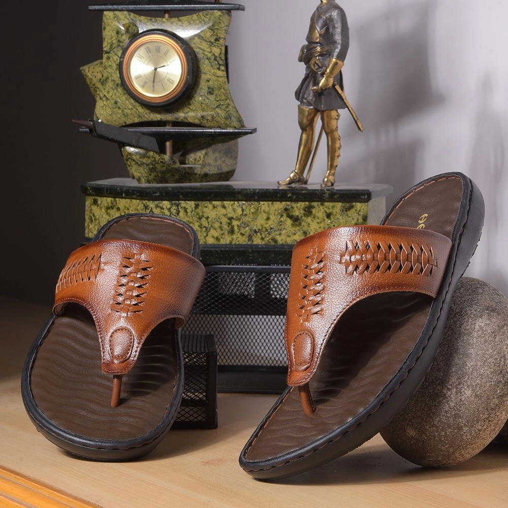 Healers Casual Tan Slipper For Men MSL-4 By Liberty