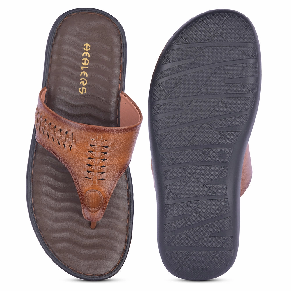 Healers Casual Tan Slipper For Men MSL-4 By Liberty