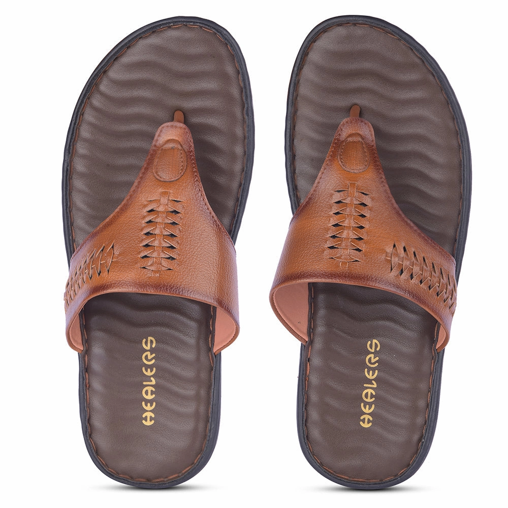 Healers Casual Tan Slipper For Men MSL-4 By Liberty