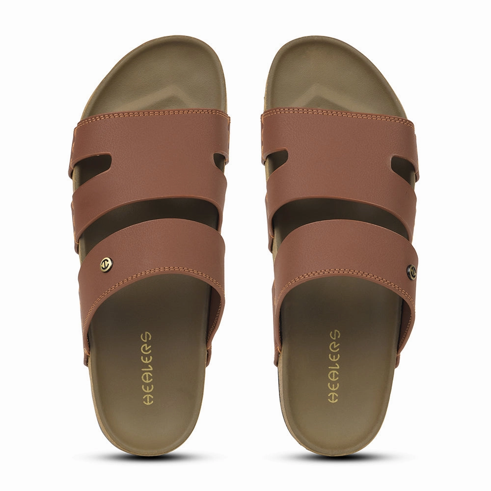 Healers Tan Casual Slipper For Mens AOL-5 By Liberty