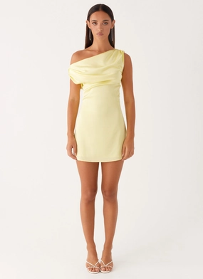 Heart Of Glass Satin Mini Dress - Yellow