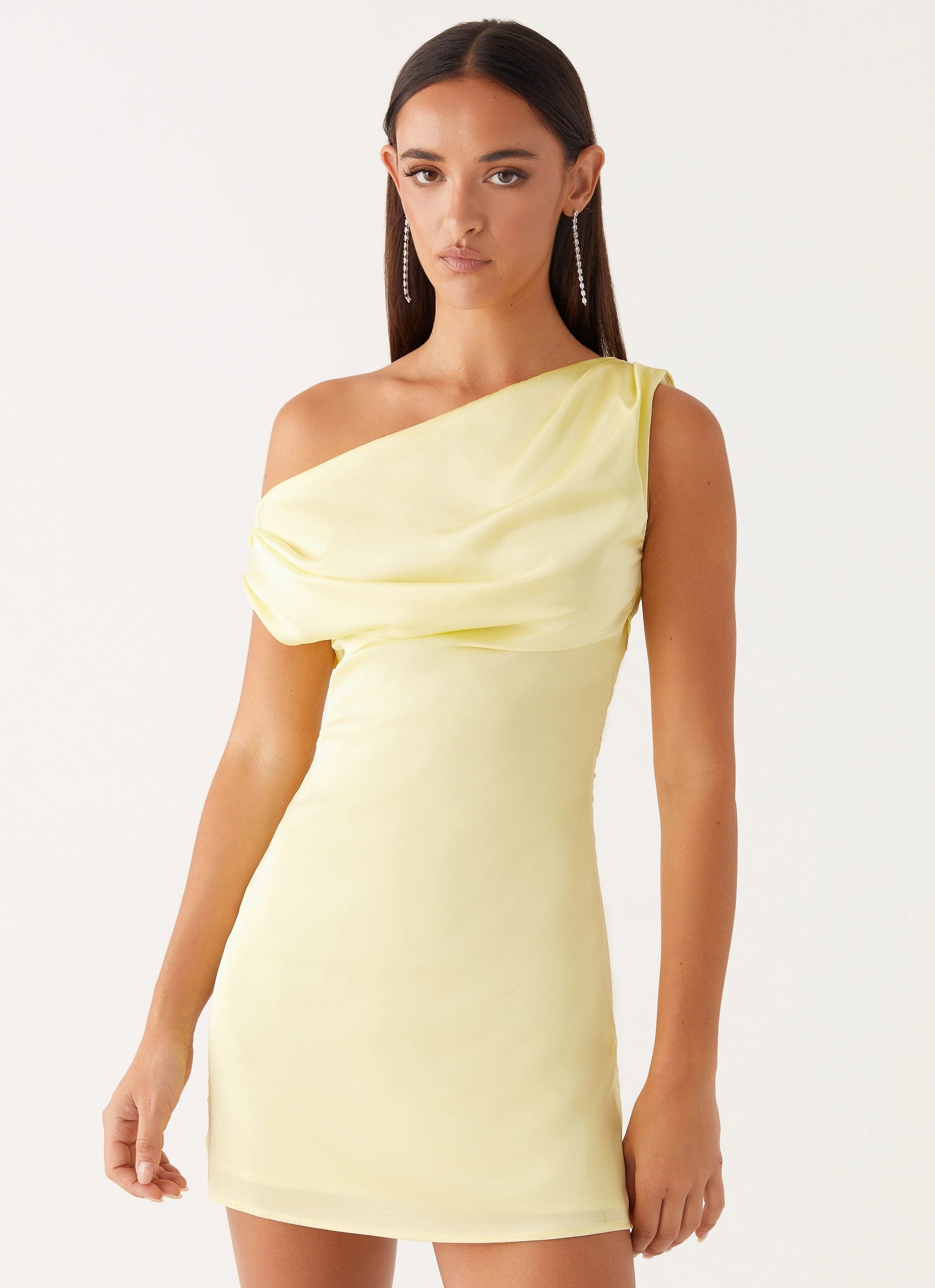 Heart Of Glass Satin Mini Dress - Yellow