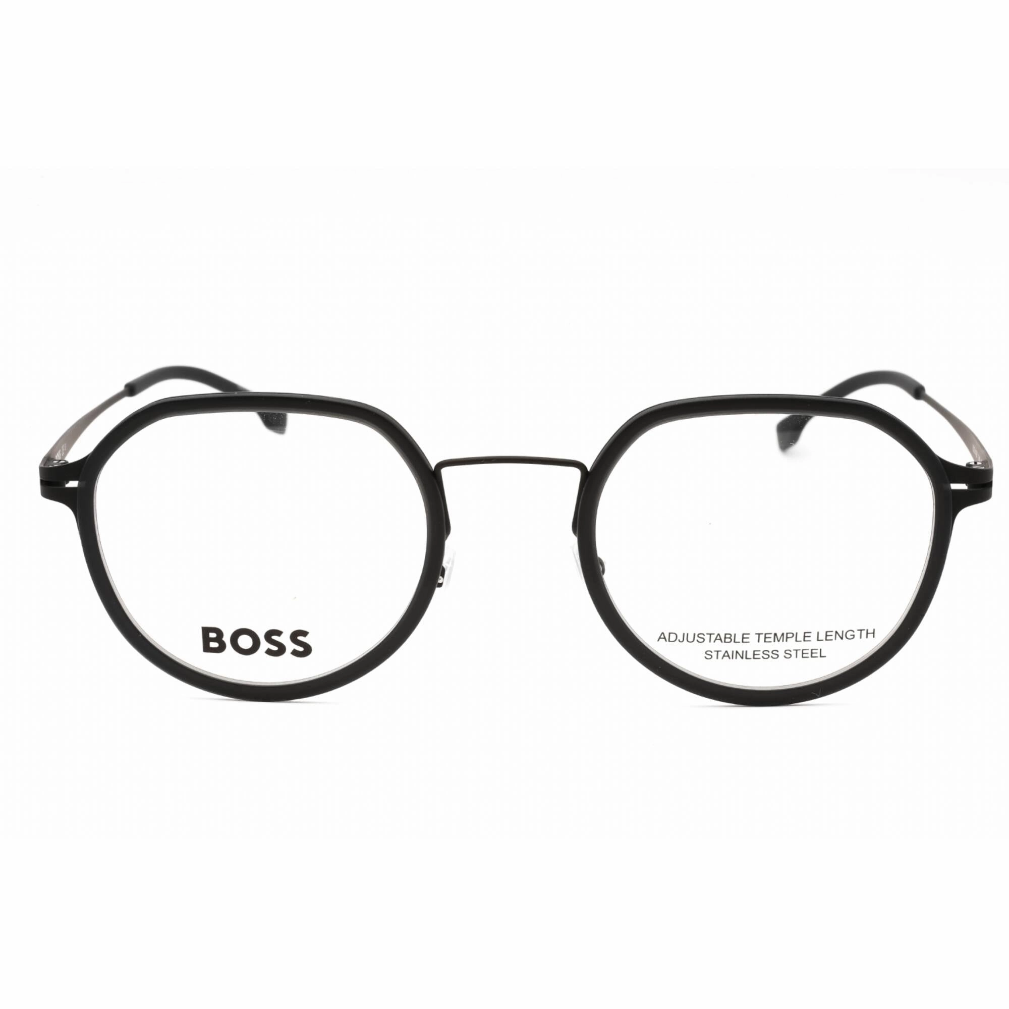 Hugo Boss Men's Eyeglasses - Matte Black Grey Metal Round Frame | BOSS 1428 0O6W 00