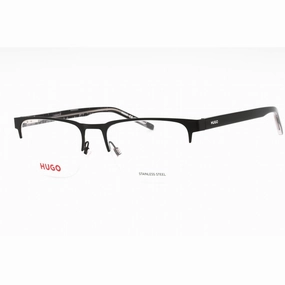 Hugo Men's Eyeglasses - Matte Black Metal Rectangular Half Rim Frame | HG 1076 0003 00