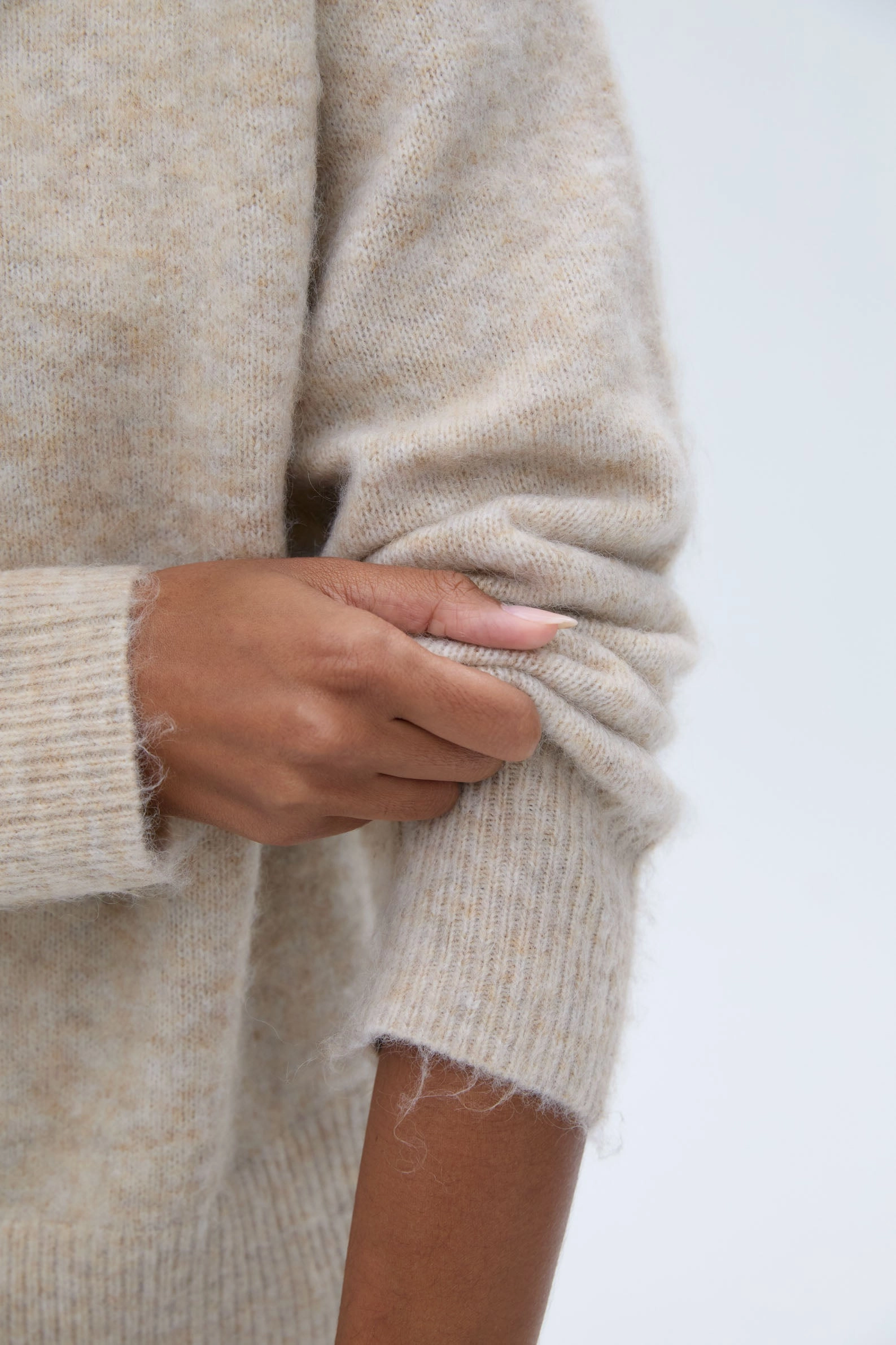 Knit Crew Neck Sweatshirt - Stone