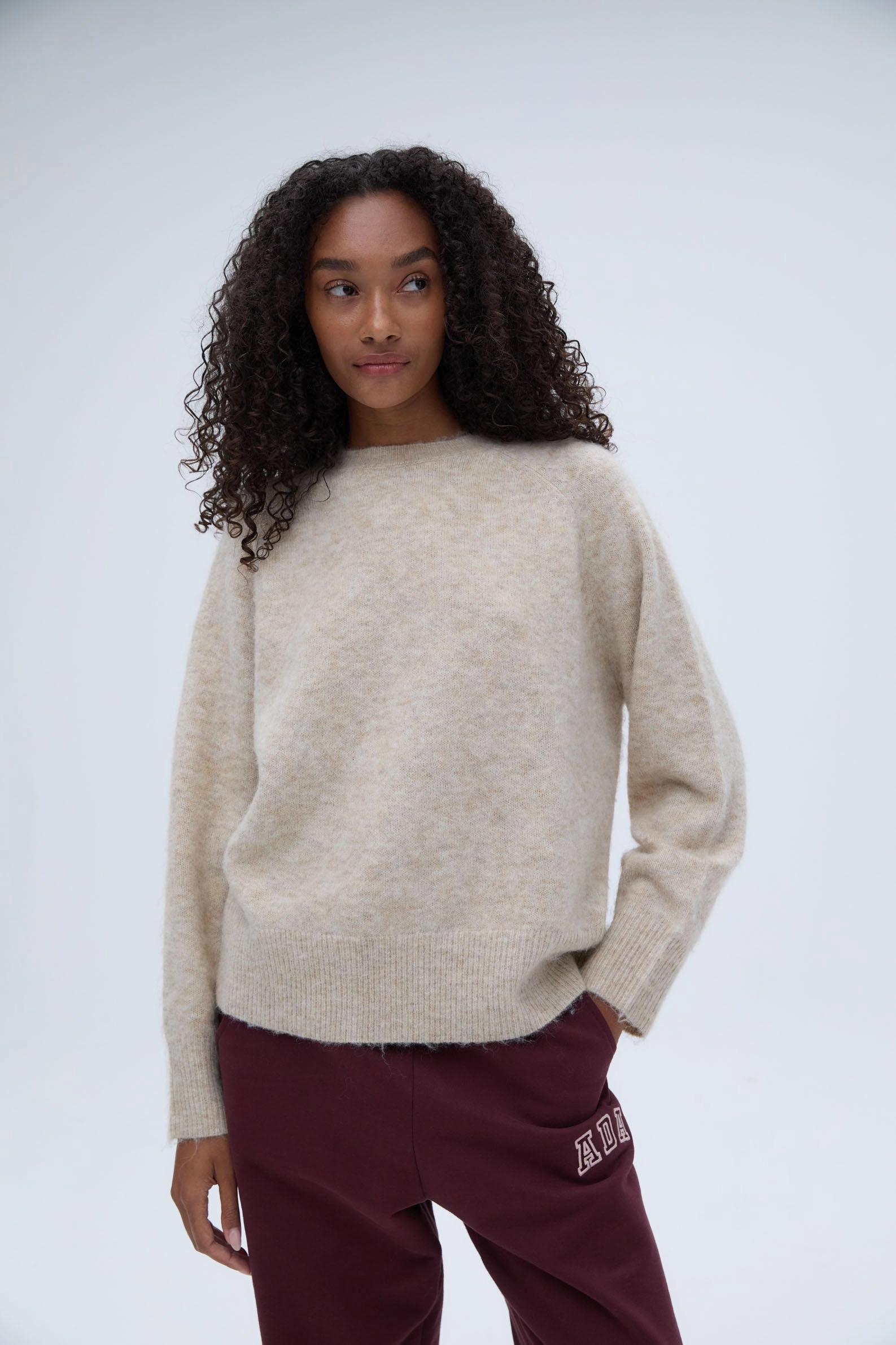 Knit Crew Neck Sweatshirt - Stone