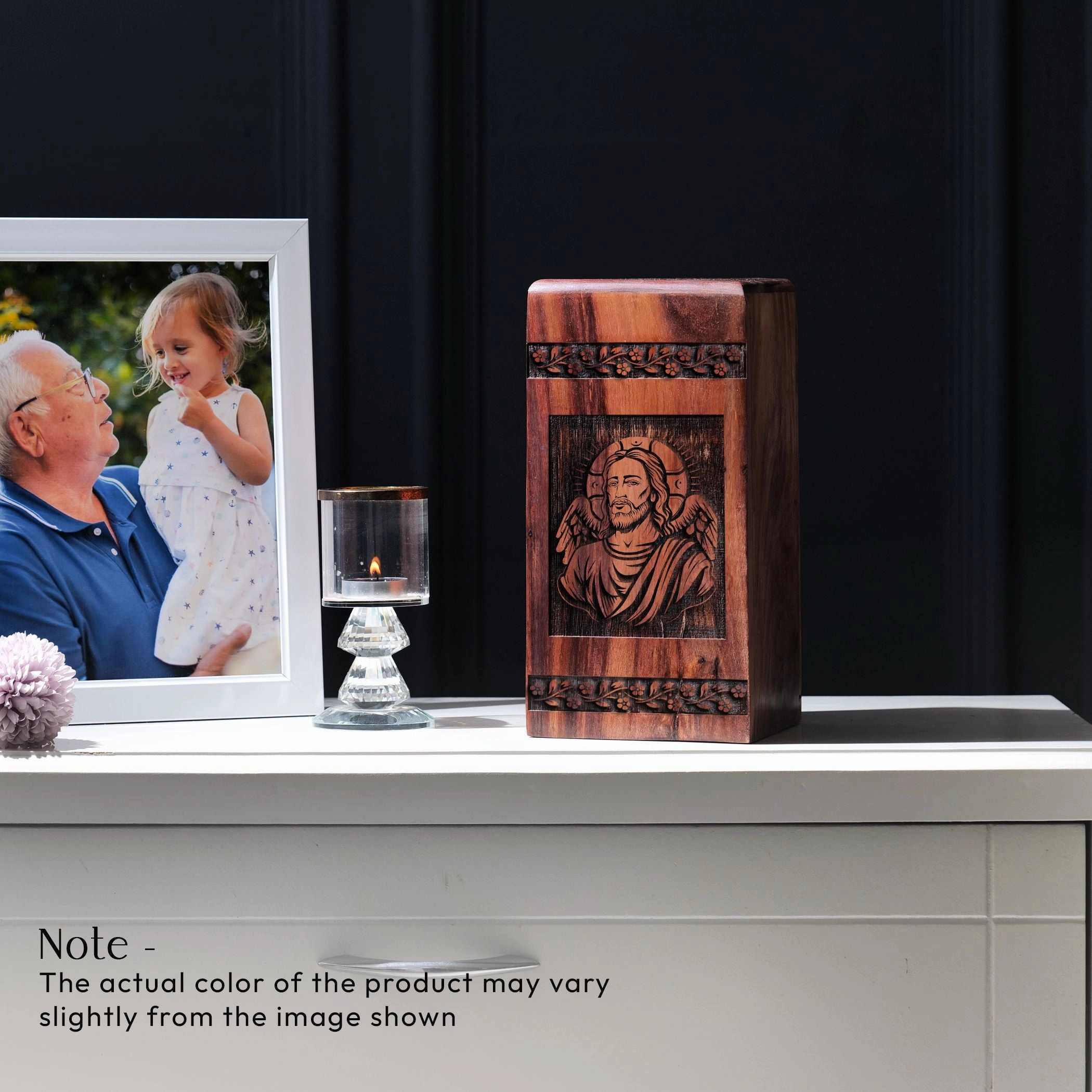 Large Wooden Jesus Urn for Adult Men Ashes - Funeral Cremation Urn
