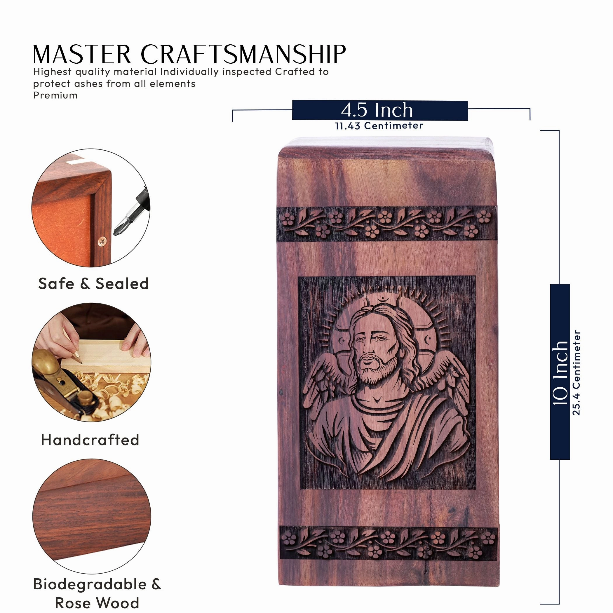 Large Wooden Jesus Urn for Adult Men Ashes - Funeral Cremation Urn
