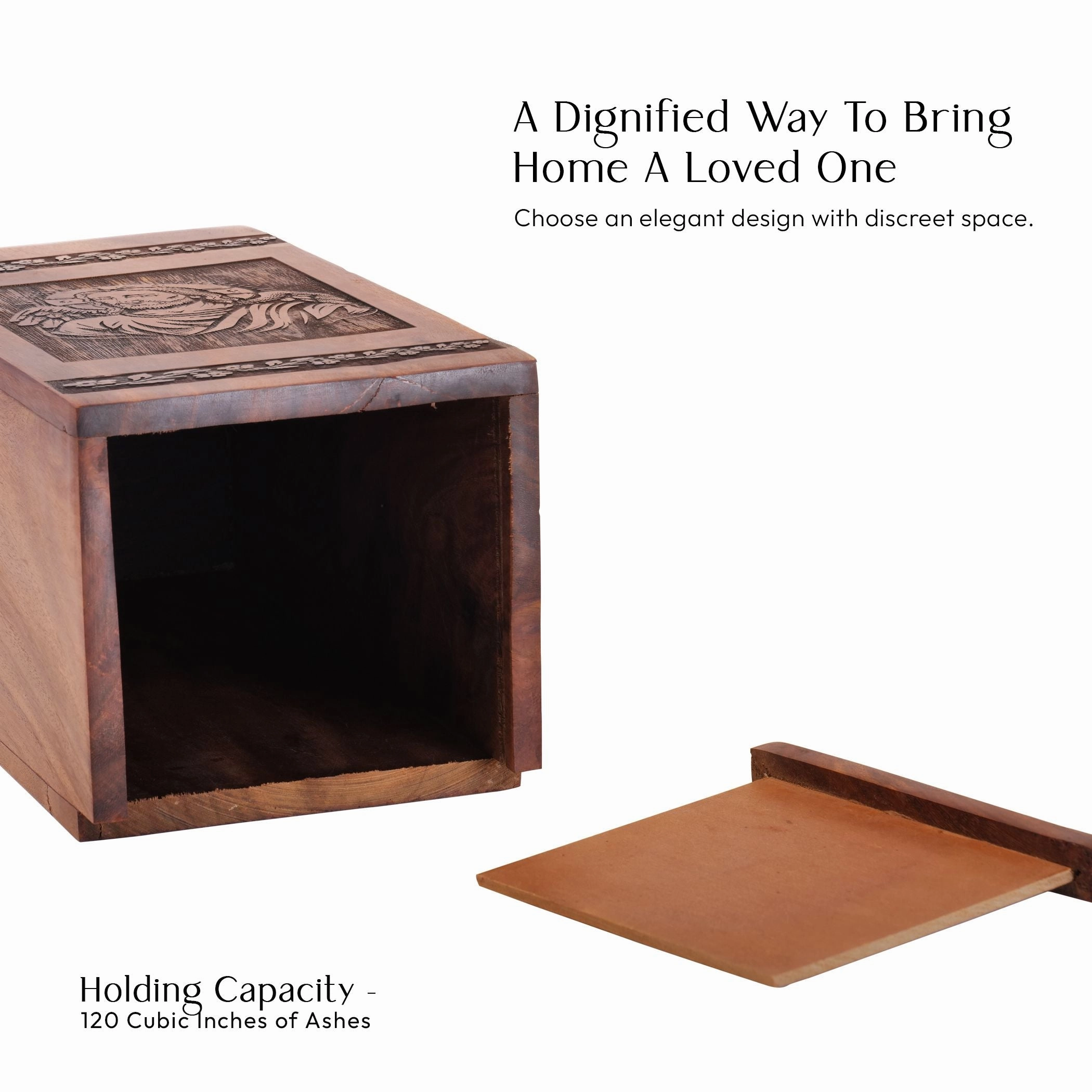 Large Wooden Jesus Urn for Adult Men Ashes - Funeral Cremation Urn