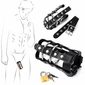 Leather Male Chastity Cage