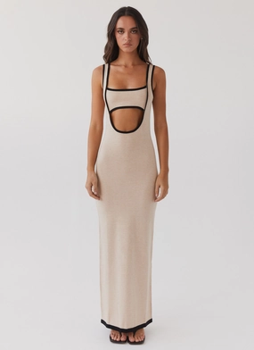 Lost In Paris Knit Maxi Dress - Tapioca