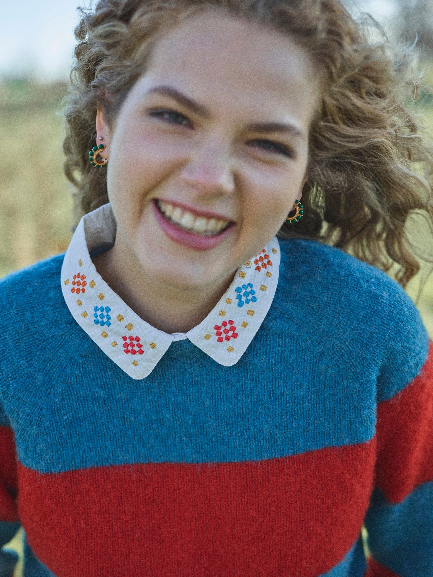Lowie Blue   Red Stripe Scottish Jumper