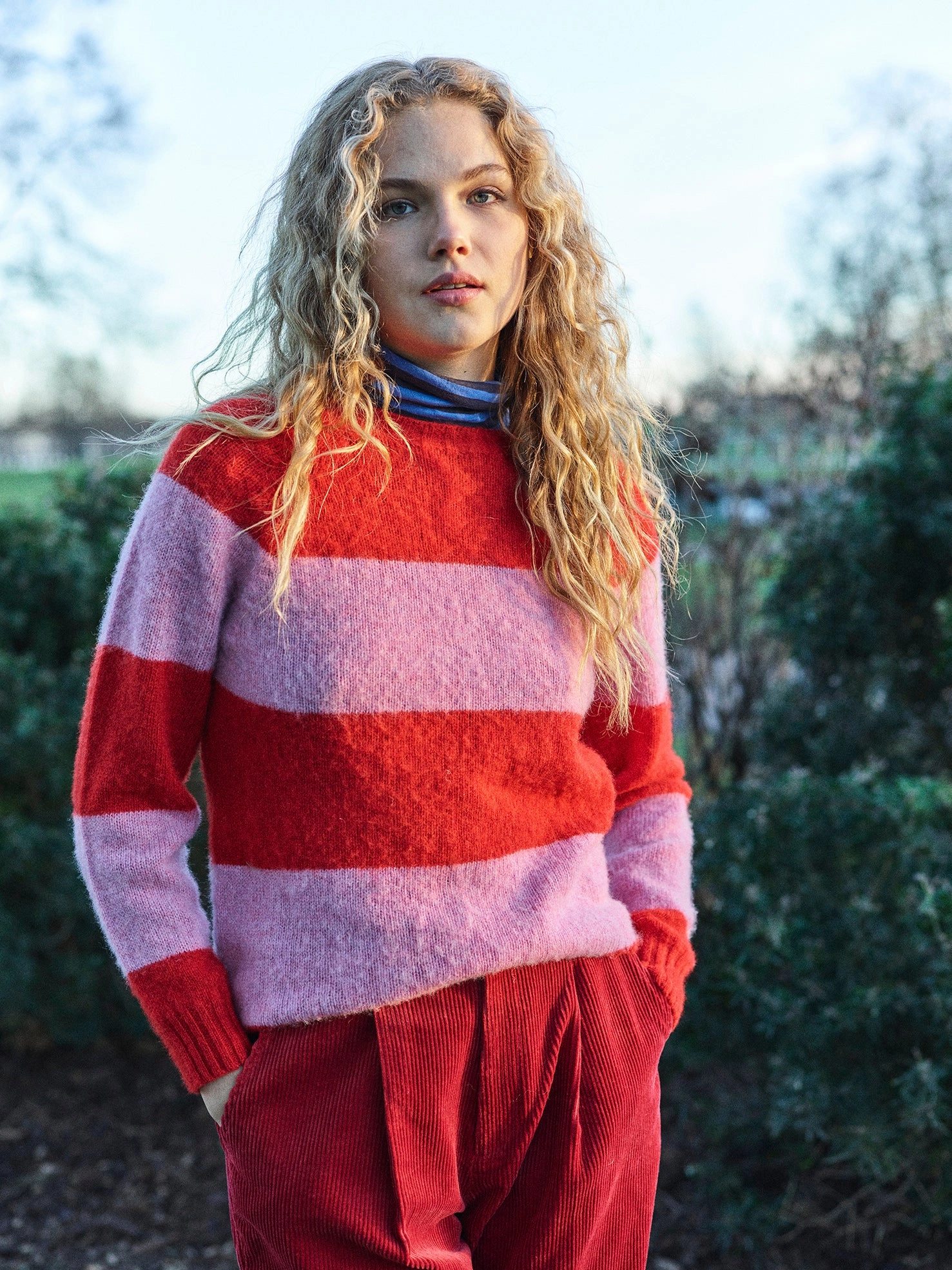 Lowie Pink   Red Stripe Scottish Jumper