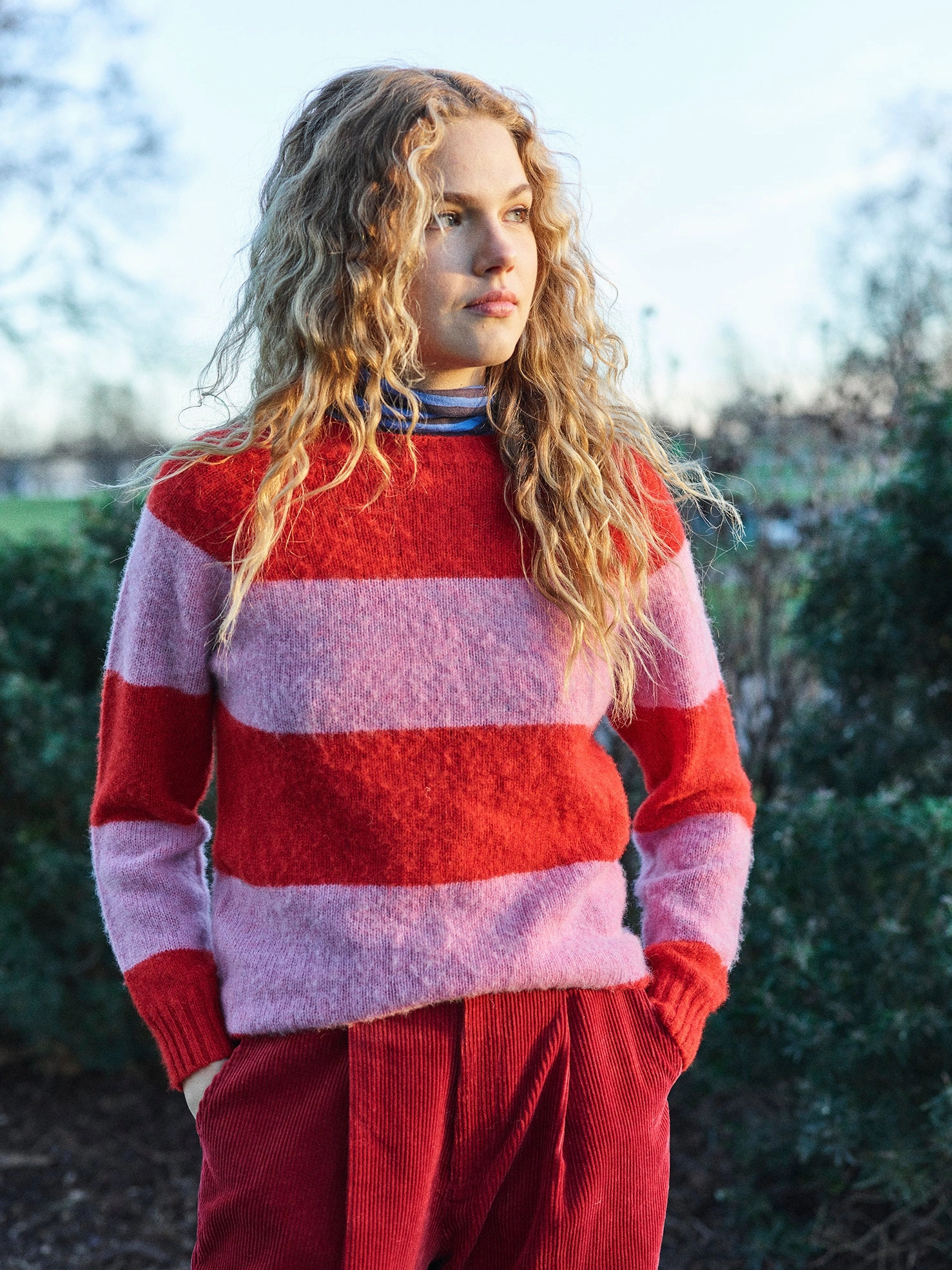 Lowie Pink   Red Stripe Scottish Jumper