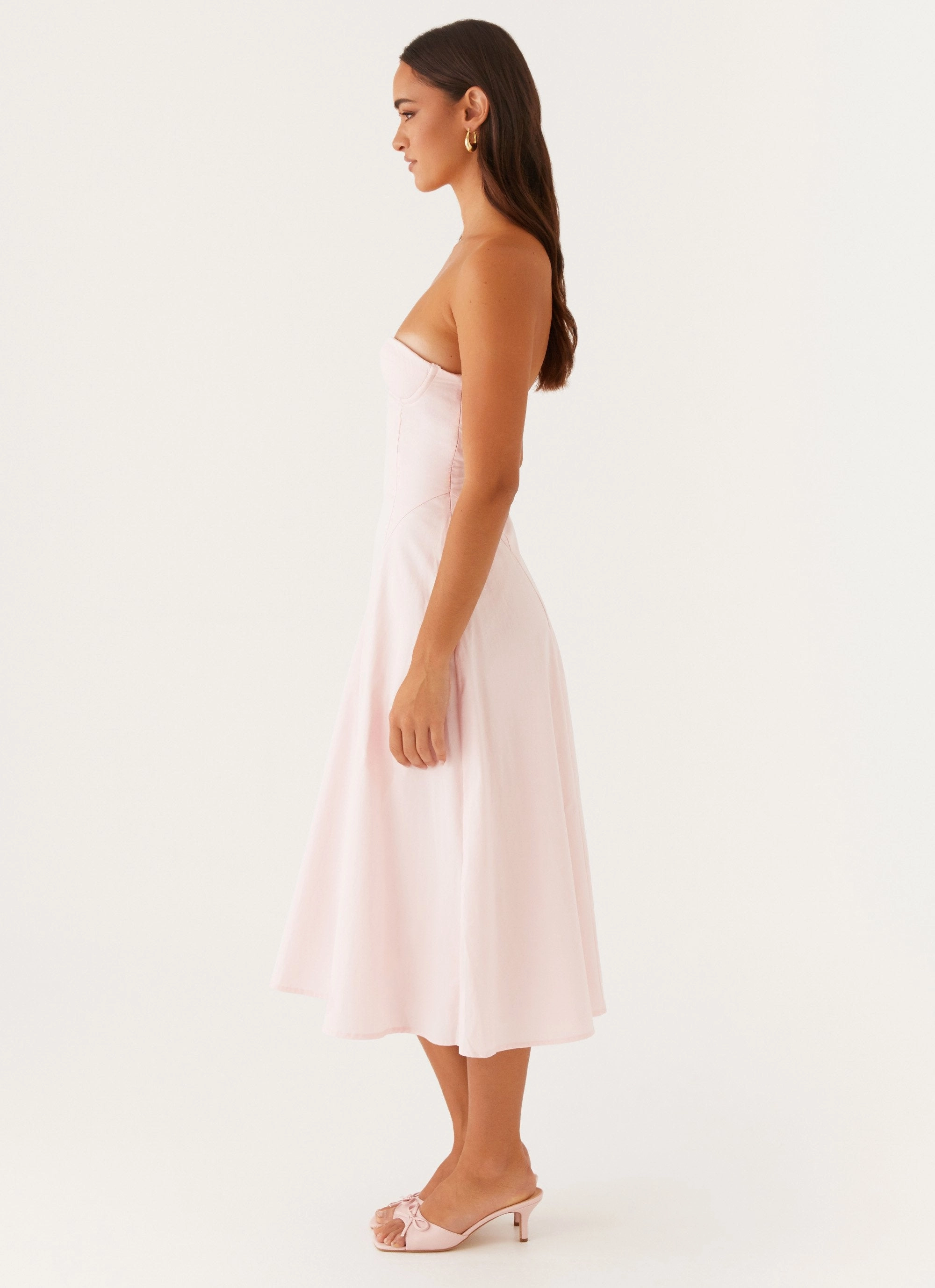 Maika Strapless Midi Dress - Pink