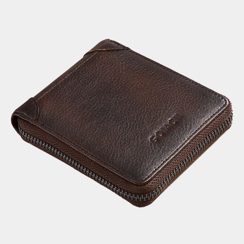 Men Genuine Leather RFID Anti-theft Multi-slot License Card Case Card Holder Wallet