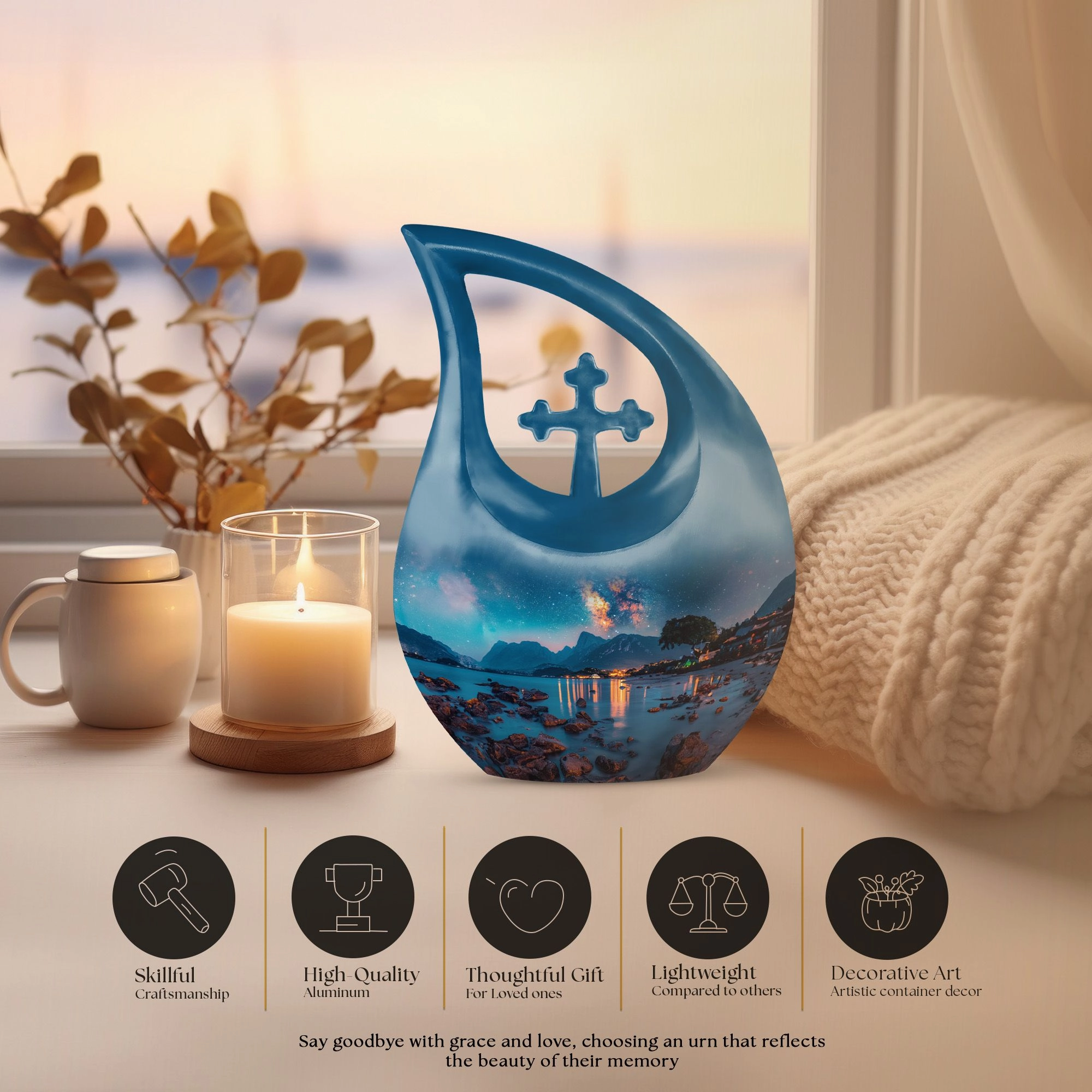 Milkyway Memorial Urn : Cross-Drop Keepsake Urn For Ashes