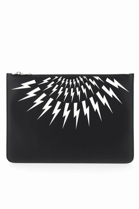Neil Barrett Fair-Isle Thunderbolt Print Clutch Bag