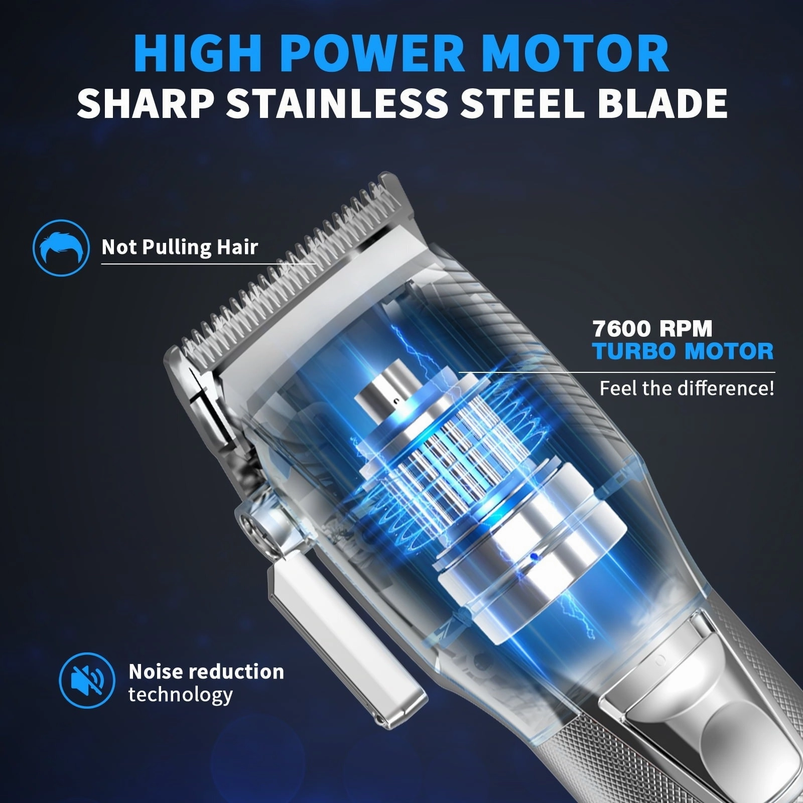 NEXPURE Hair Clippers Beard Trimmer for Men, Silver - Cordless