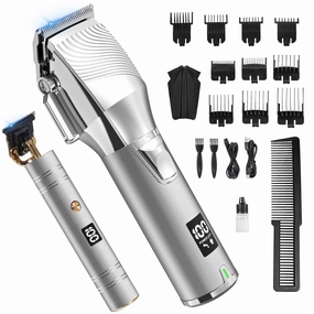 NEXPURE Hair Clippers Beard Trimmer for Men, Silver - Cordless