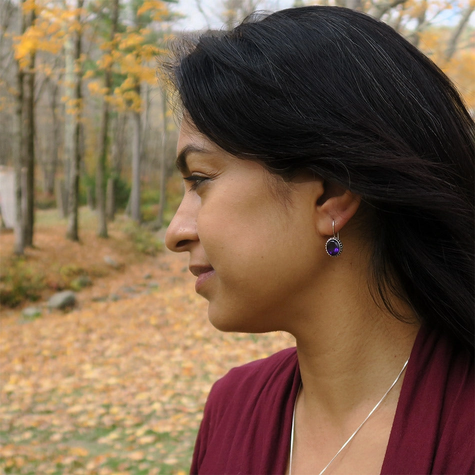 Permata Earrings, Amethyst - Sterling Silver, Indonesia