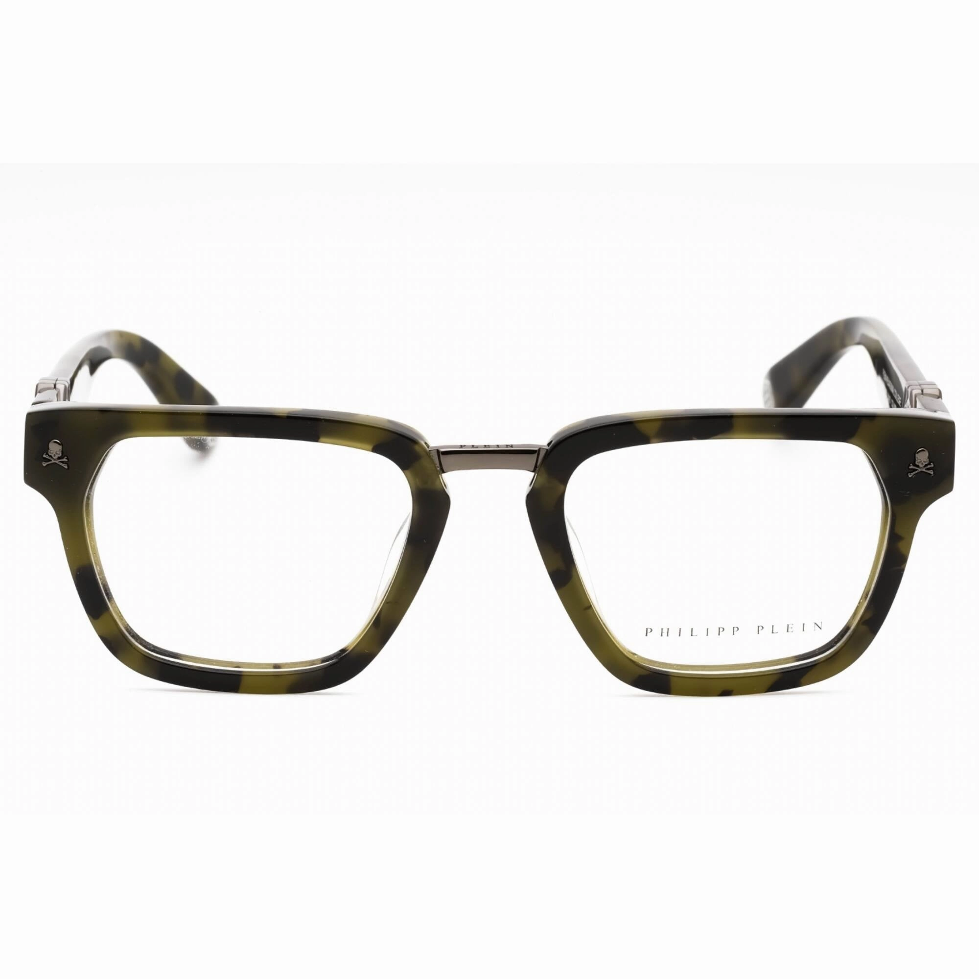 Philipp Plein Men's Eyeglasses - Shiny Green Havana Rectangular Frame | VPP055M 092I