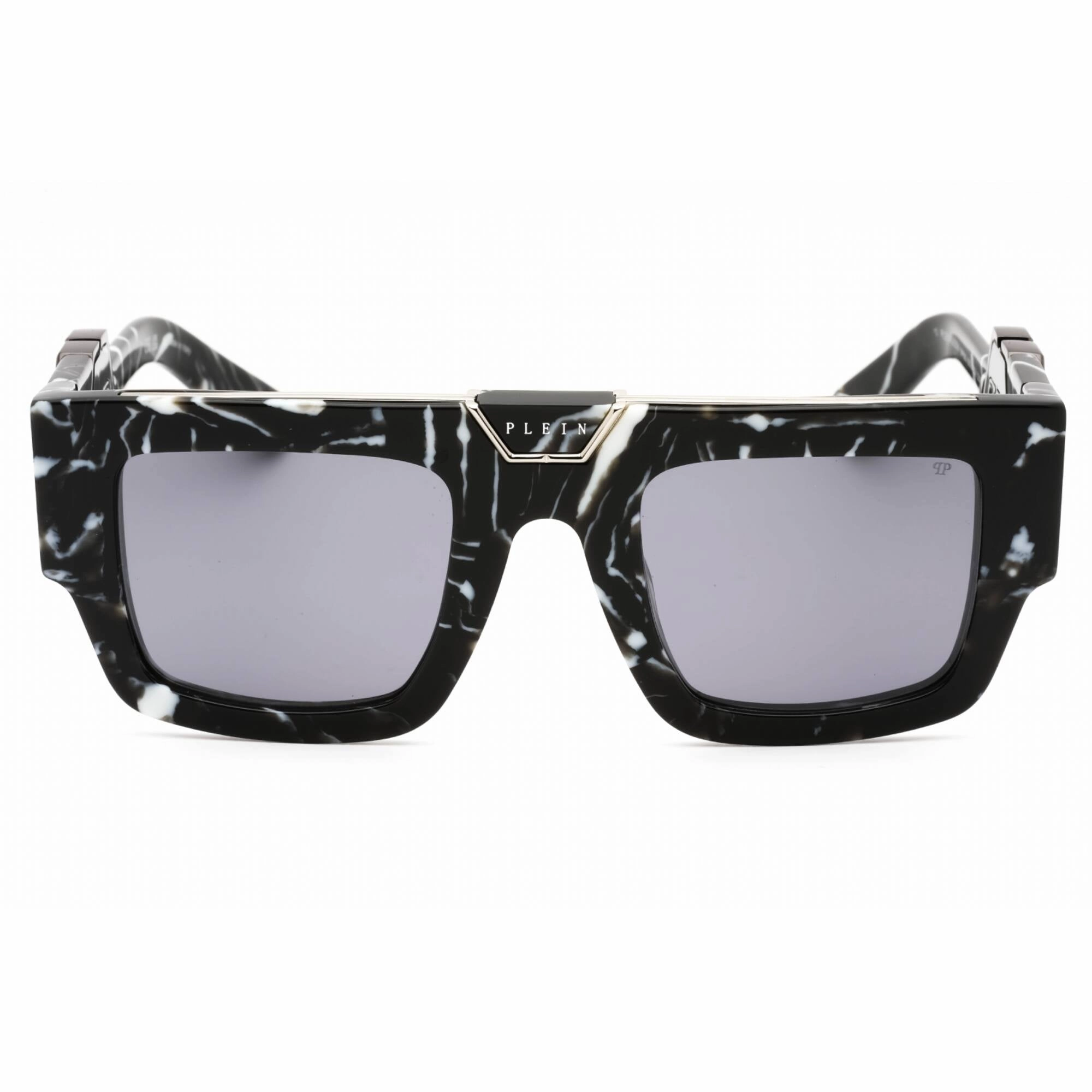 Philipp Plein Men's Sunglasses - Marbled Black Acetate Square Frame | SPP092M Z21G