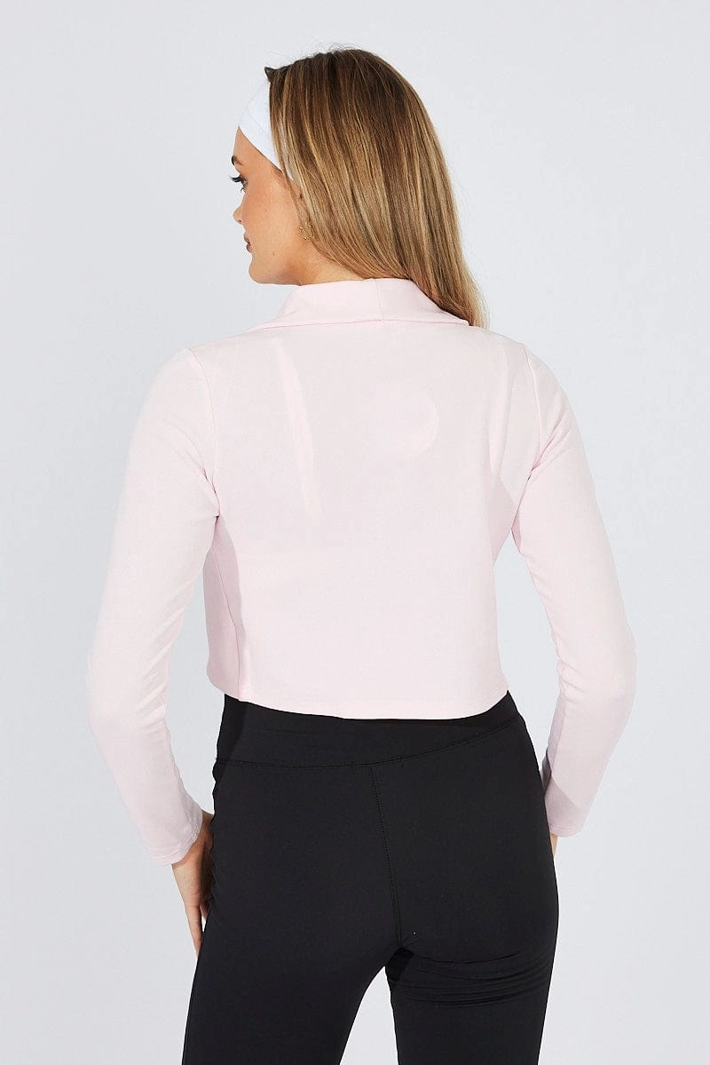 Pink Crop Jacket 3/4 Sleeve