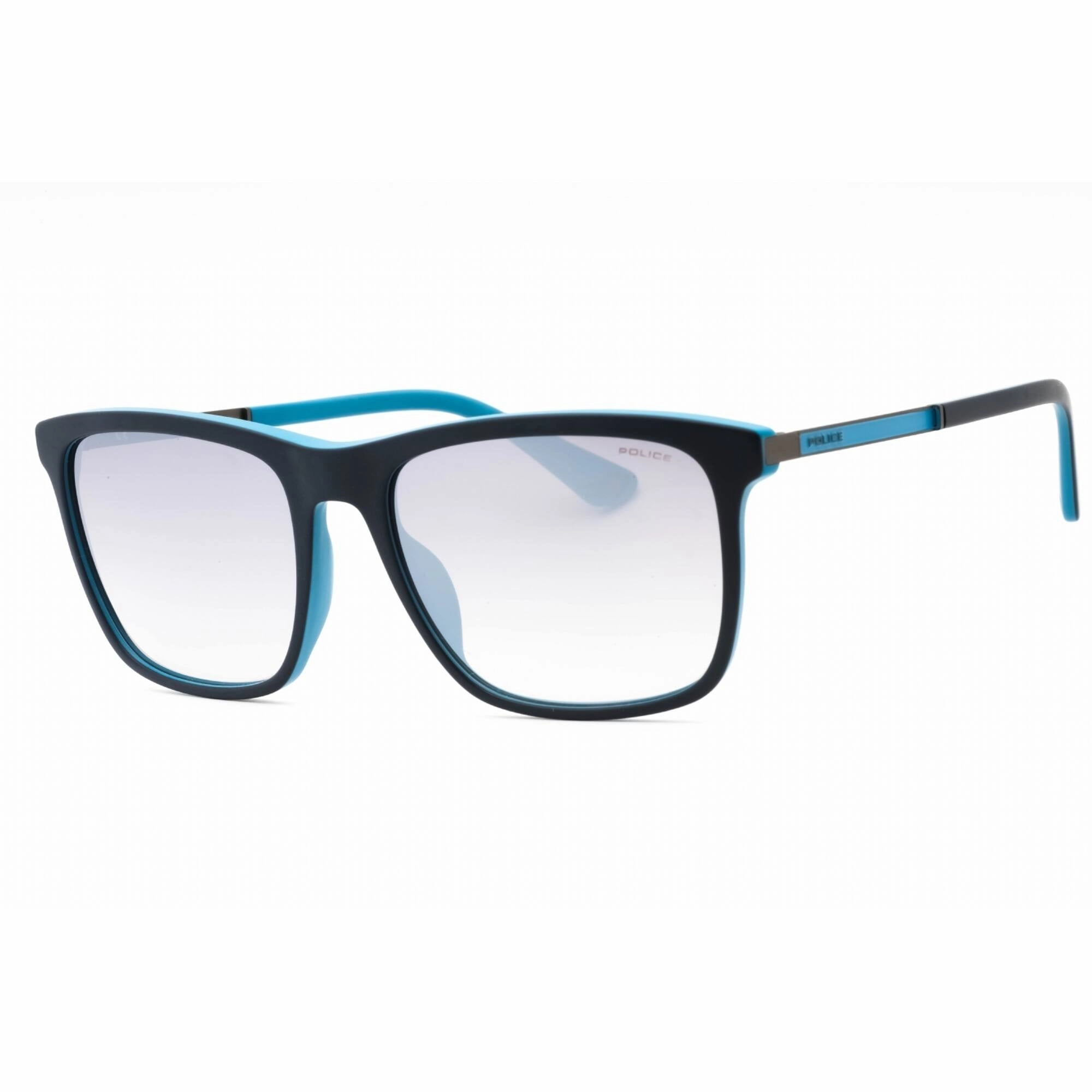 Police Men's Sunglasses - Blue Turquoise Acetate Square Full Rim Frame | SPLA56 WTRX