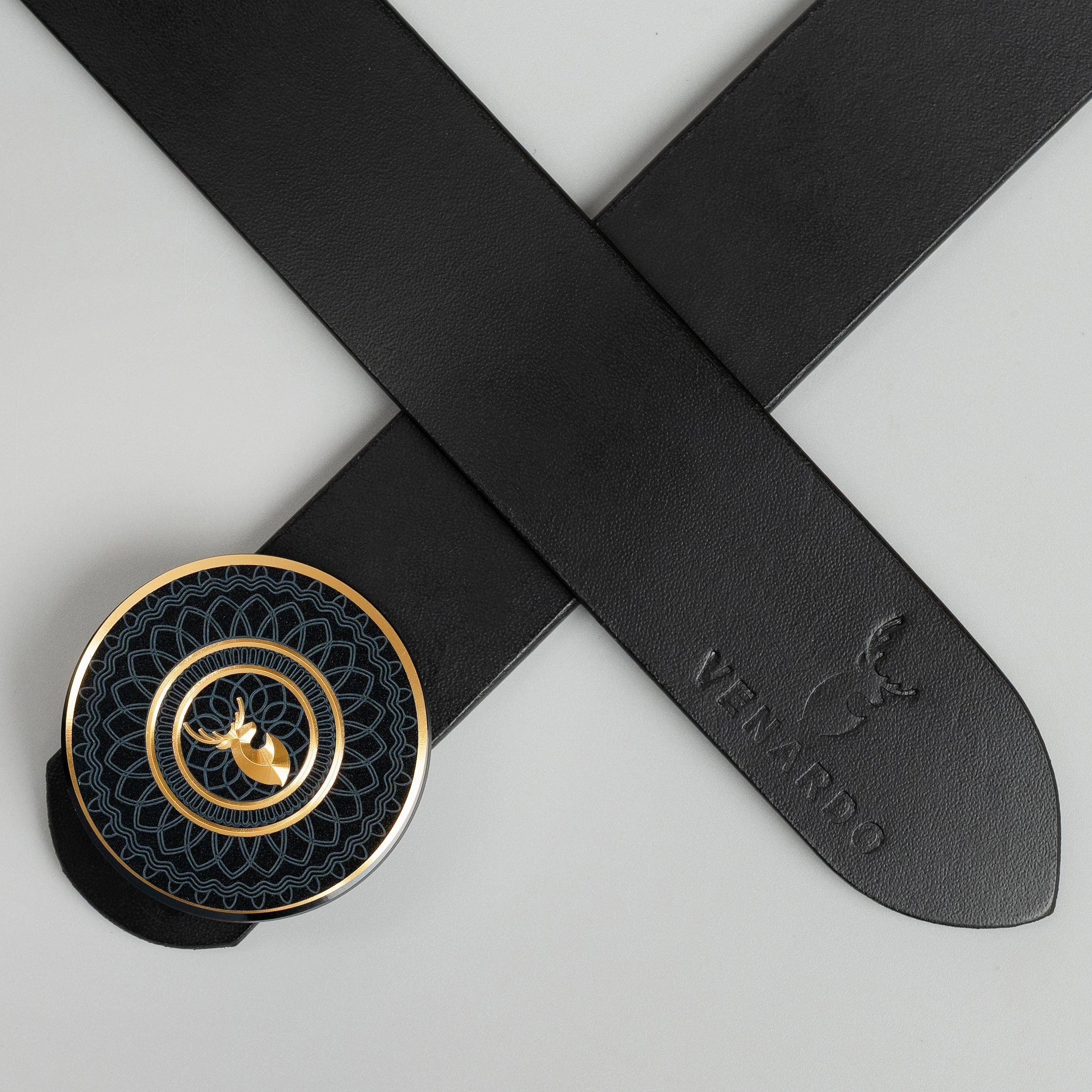Rict MEN'S BLACK LEATHER BELT FOR MEN