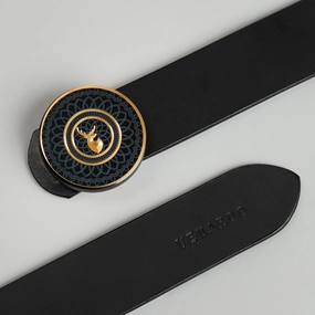 Rict MEN'S BLACK LEATHER BELT FOR MEN