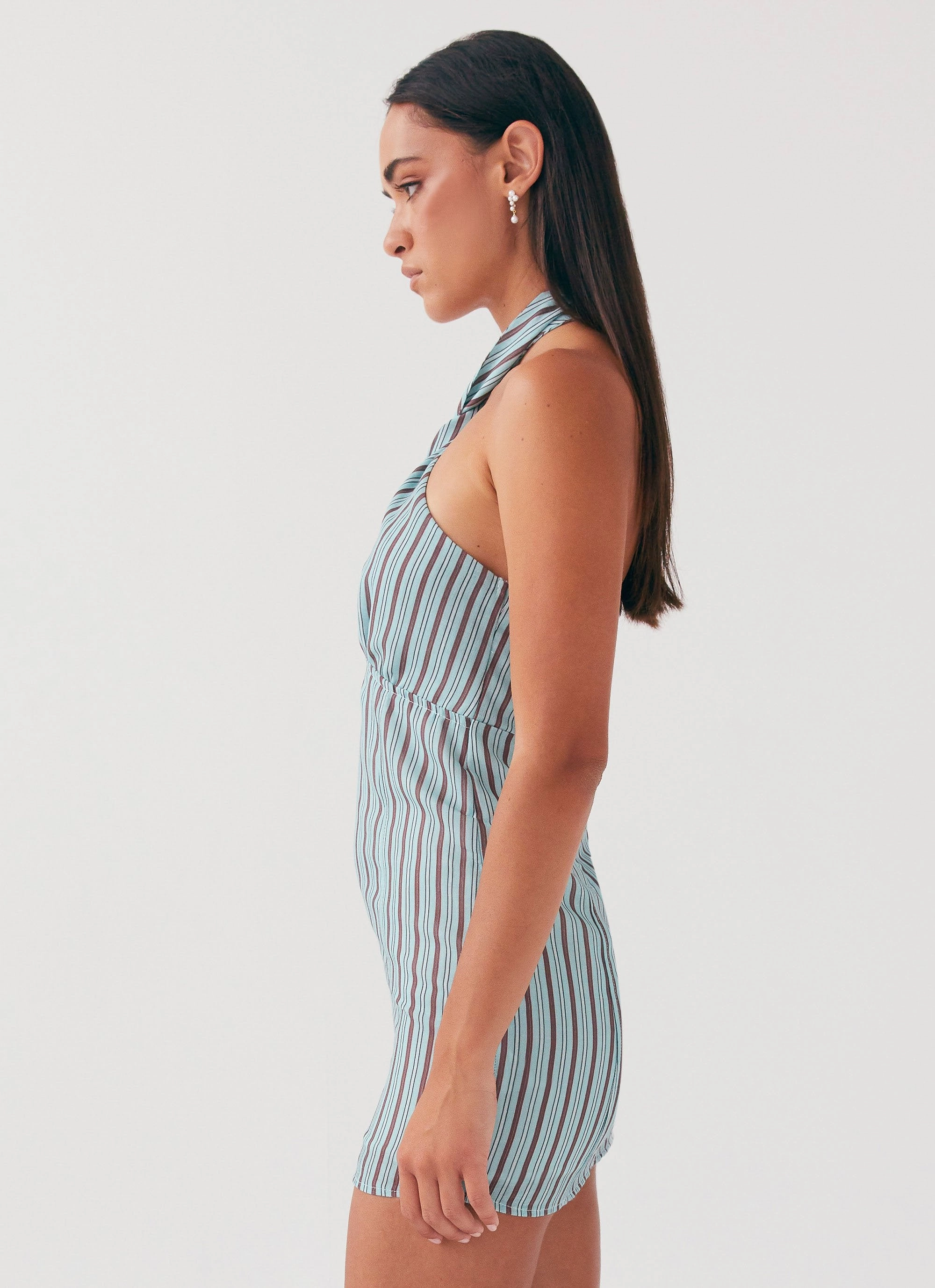 Sabine Linen Mini Dress - Coastal Stripe