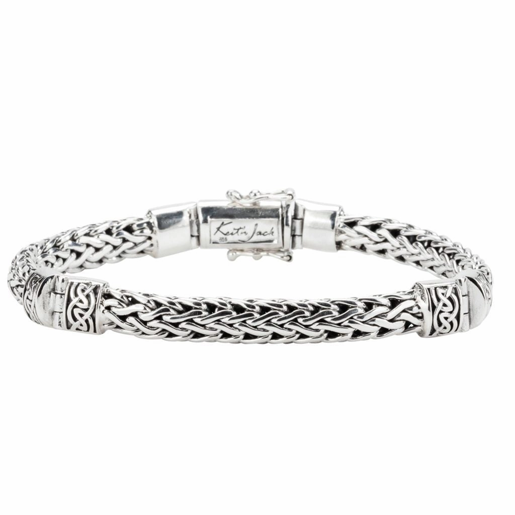 Silver Dragon Weave Hinged Bracelet