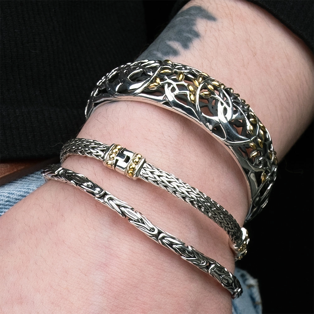 Silver Heavy Byzantine Link Bracelet