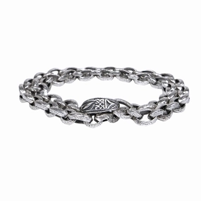 Silver Medium Oval and Small Hammered Oval Link Chain