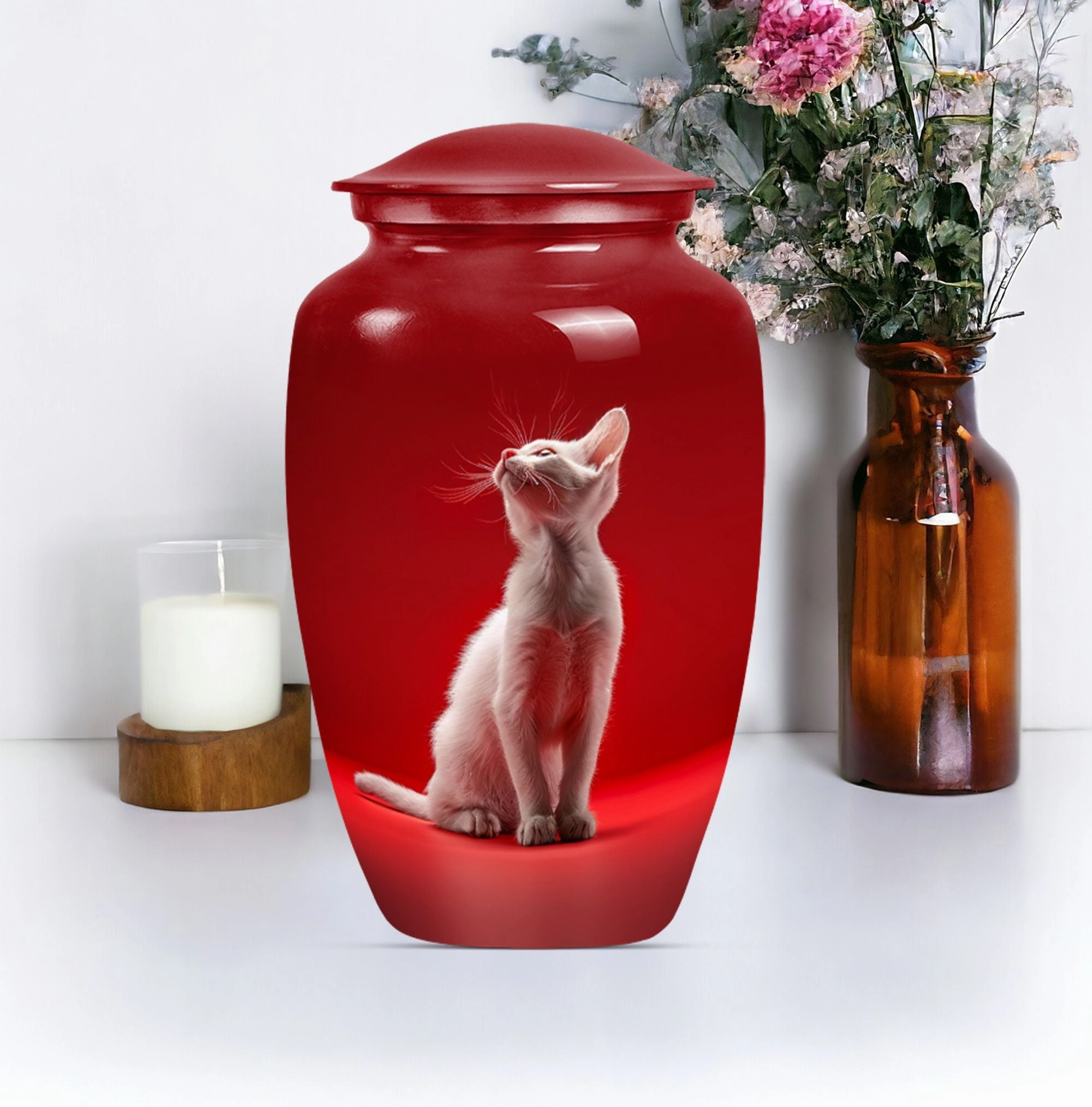 Sophisticated Cat Cremation Urn for Human Ash Remembrance