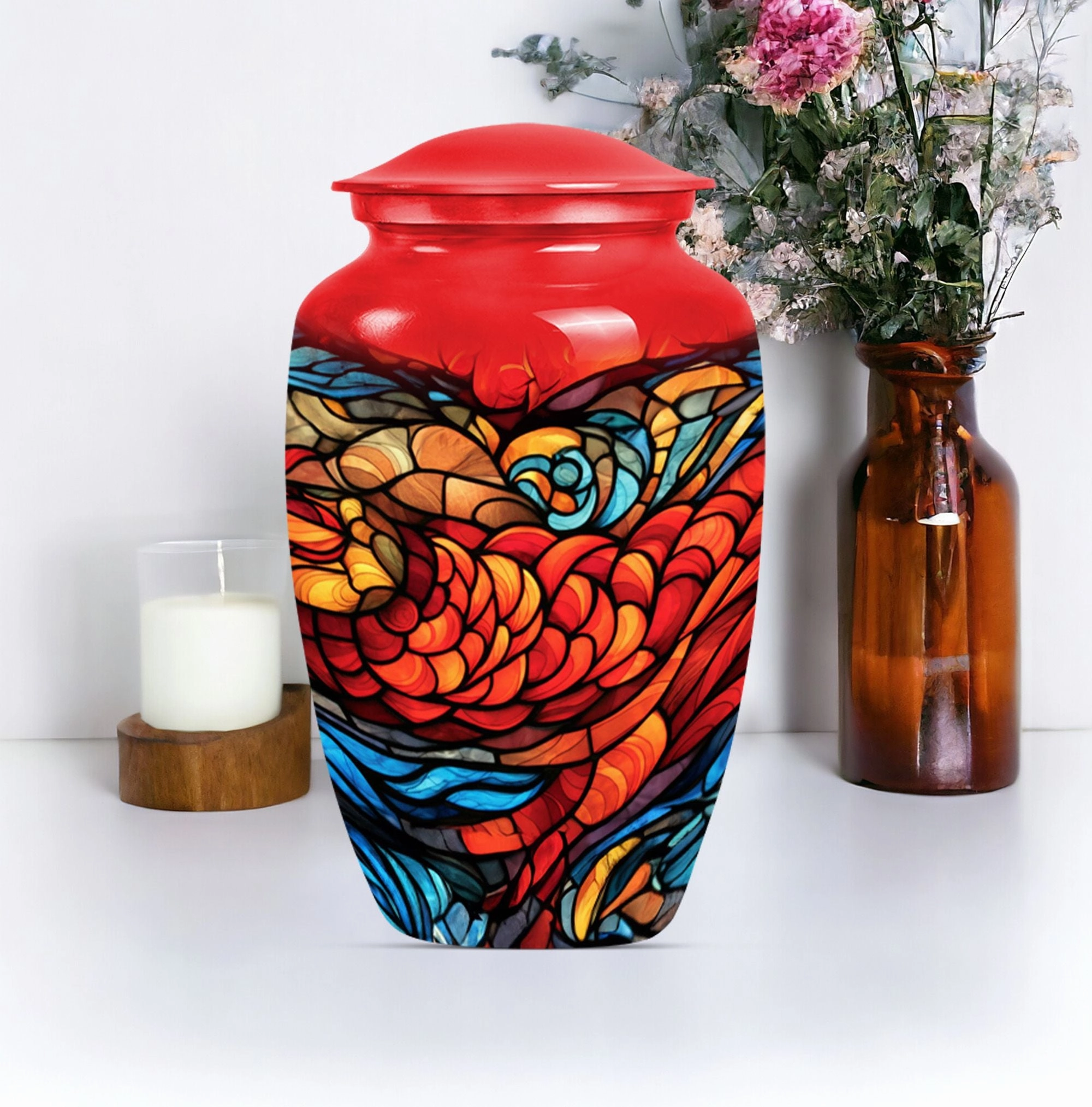 Stained Glass Funeral Urn for the Deceased Ladies