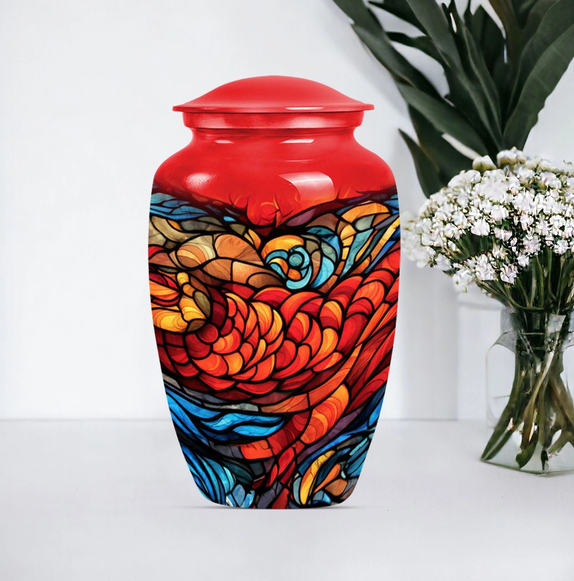Stained Glass Funeral Urn for the Deceased Ladies