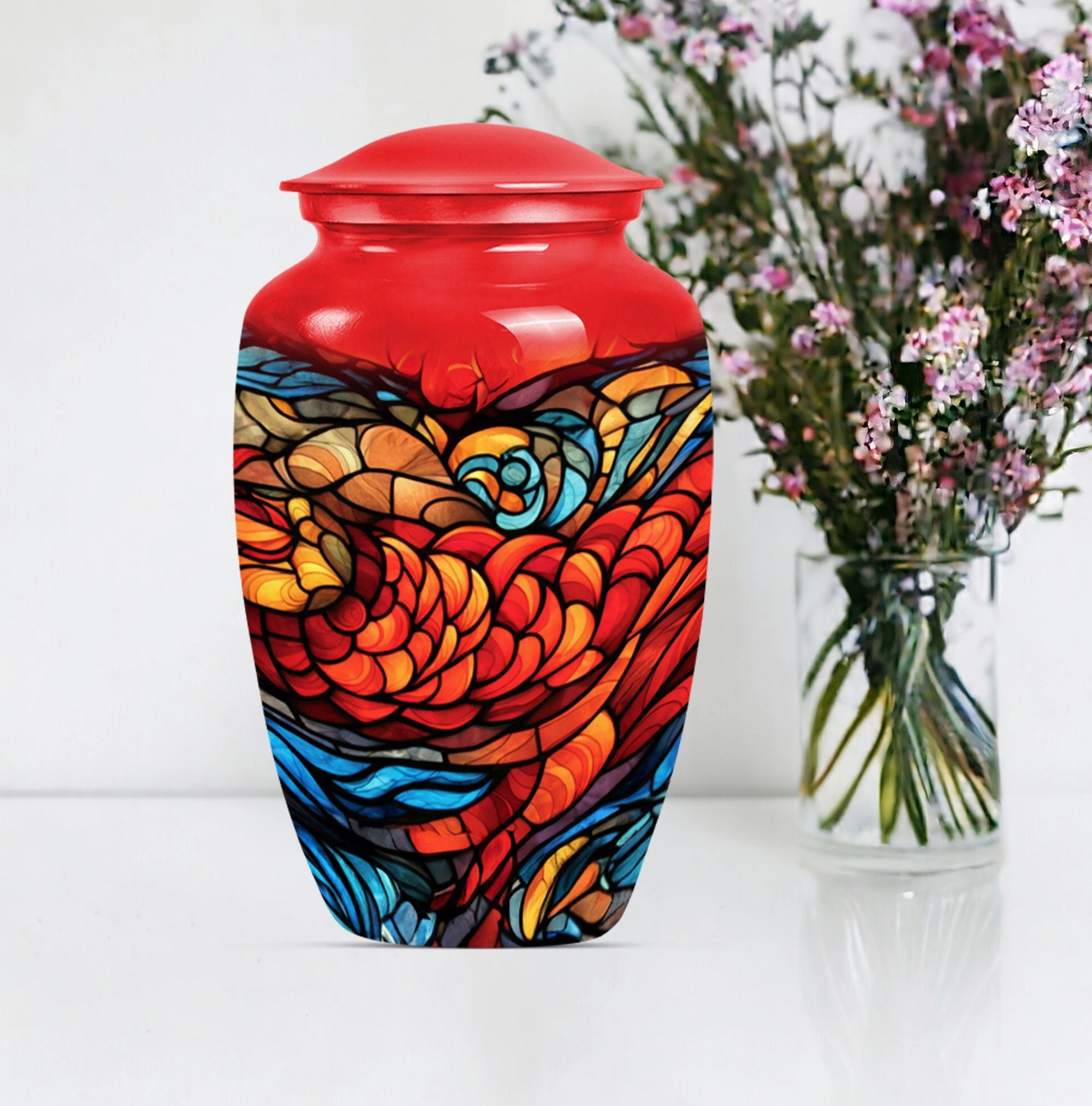 Stained Glass Funeral Urn for the Deceased Ladies