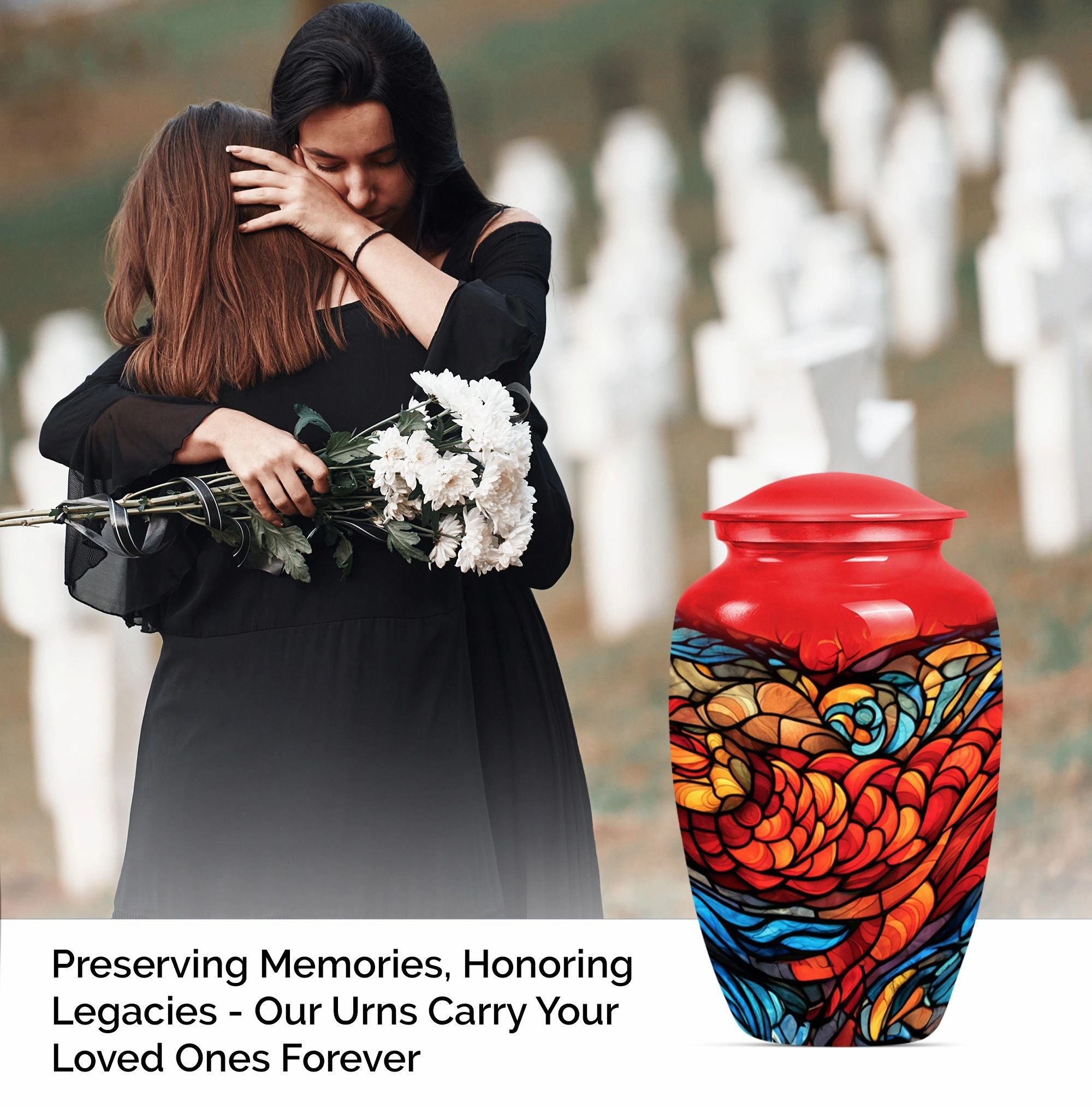 Stained Glass Funeral Urn for the Deceased Ladies