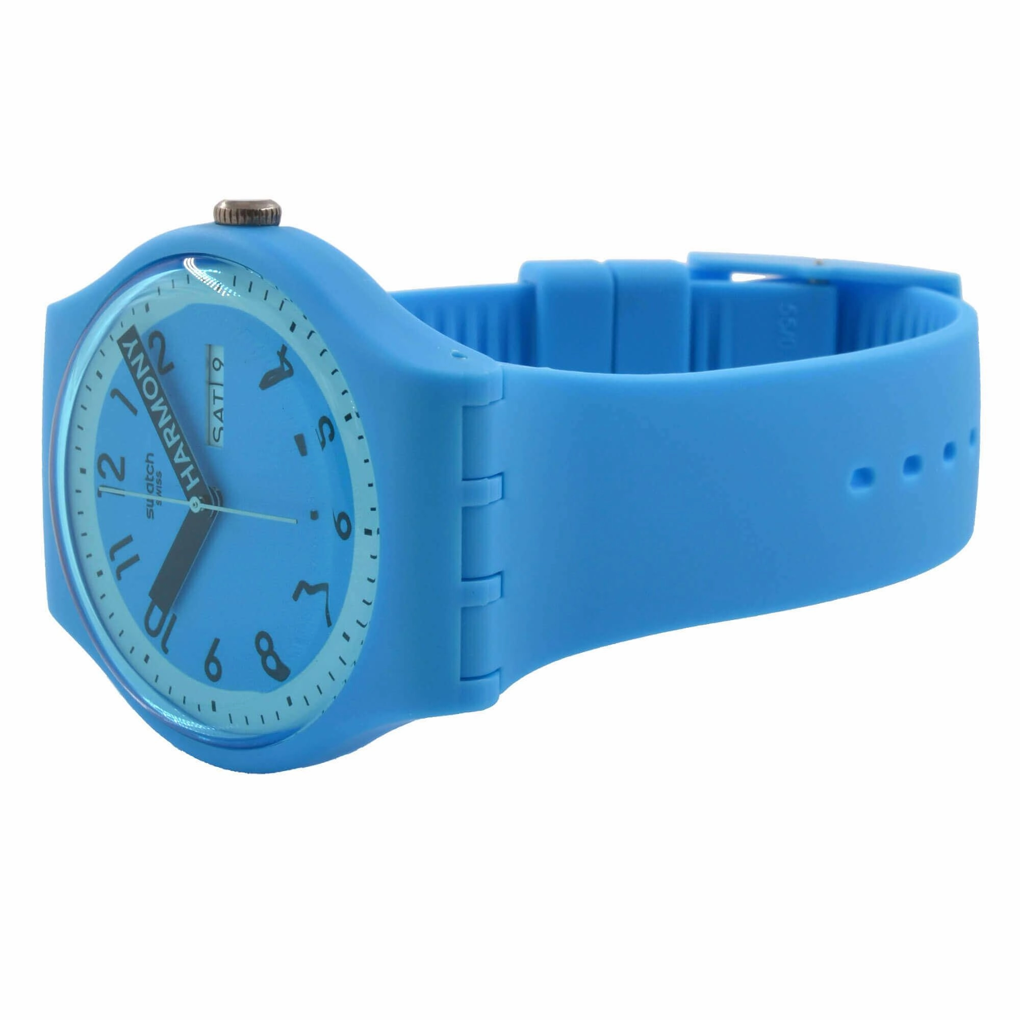 Swatch Unisex Watch - Pride Proudly Blue Day-Date Silicone Strap Quartz | SO29S702