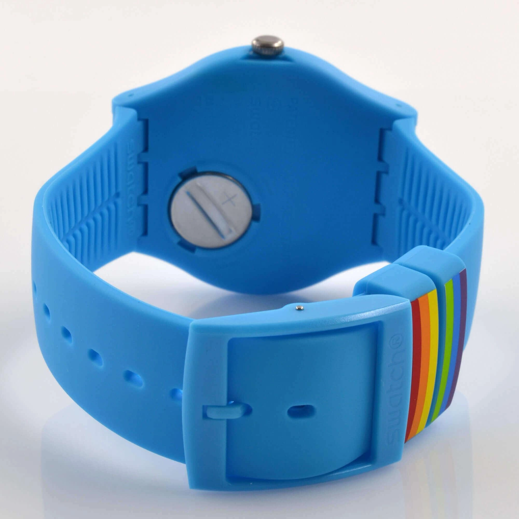 Swatch Unisex Watch - Pride Proudly Blue Day-Date Silicone Strap Quartz | SO29S702