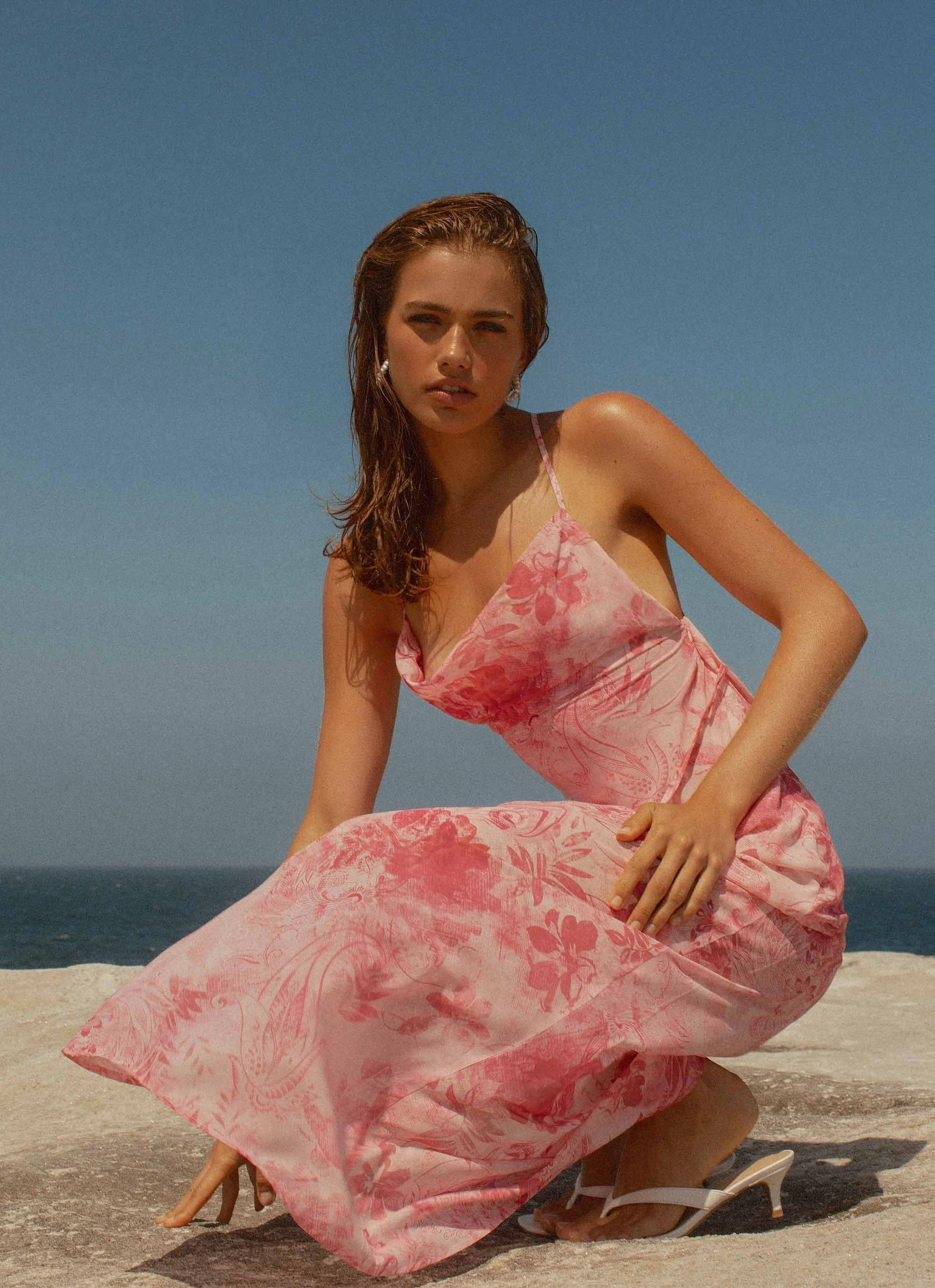 Tara Maxi Dress - Pink Print