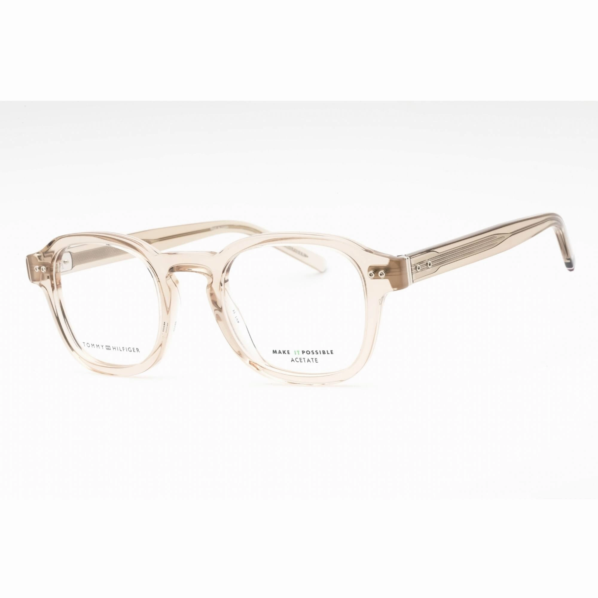 Tommy Hilfiger Men's Eyeglasses - Beige Plastic Round Full Rim Frame | TH 2033 010A 00