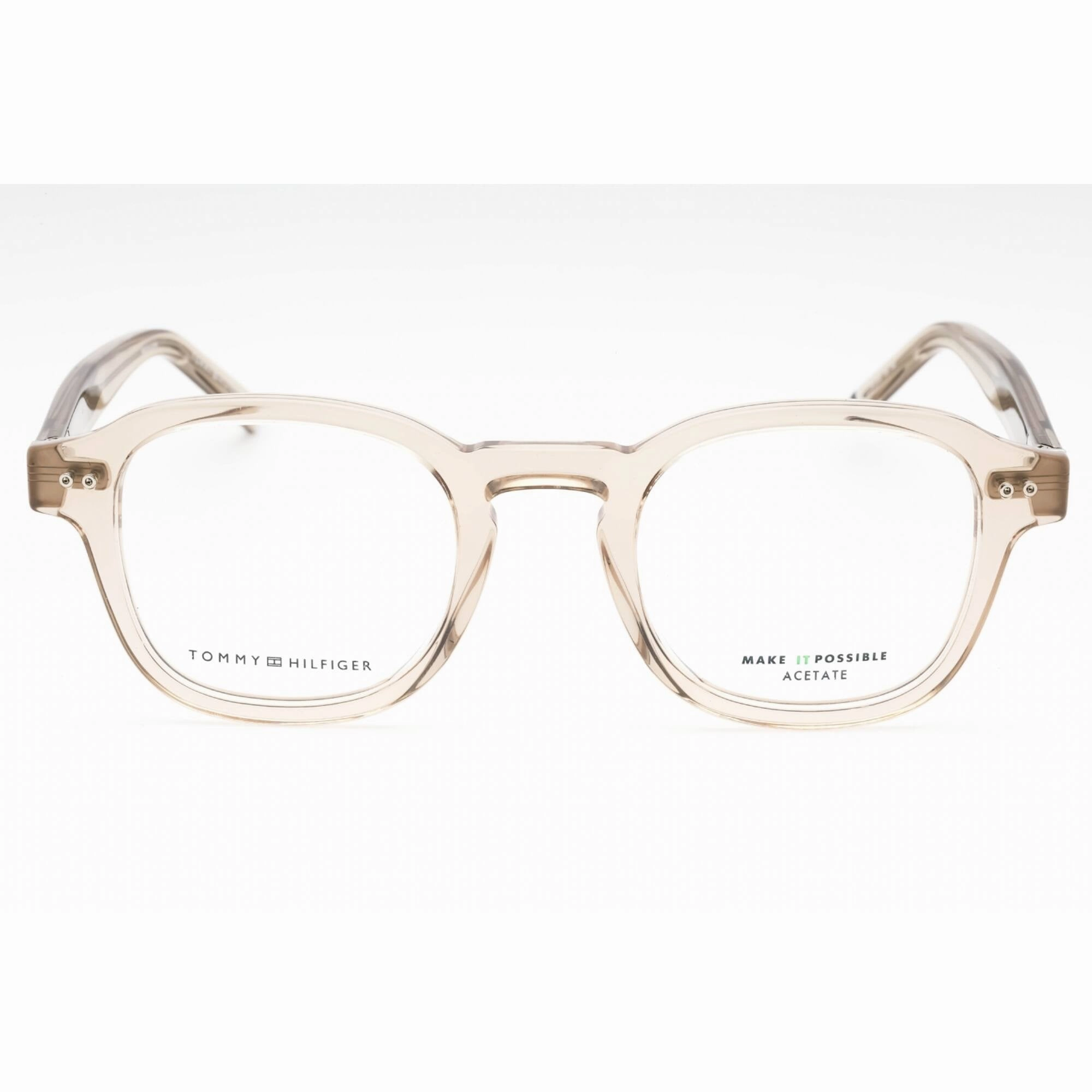 Tommy Hilfiger Men's Eyeglasses - Beige Plastic Round Full Rim Frame | TH 2033 010A 00
