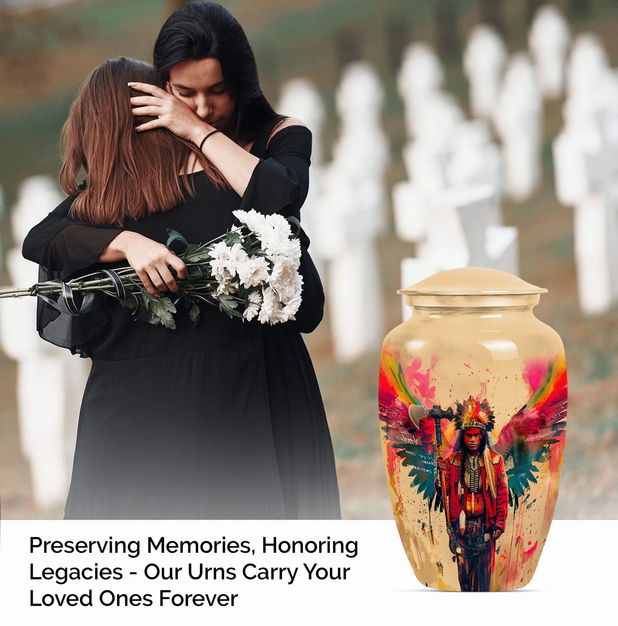 Tribe Man Memorial Ash Protector - Classic Cremation Urn