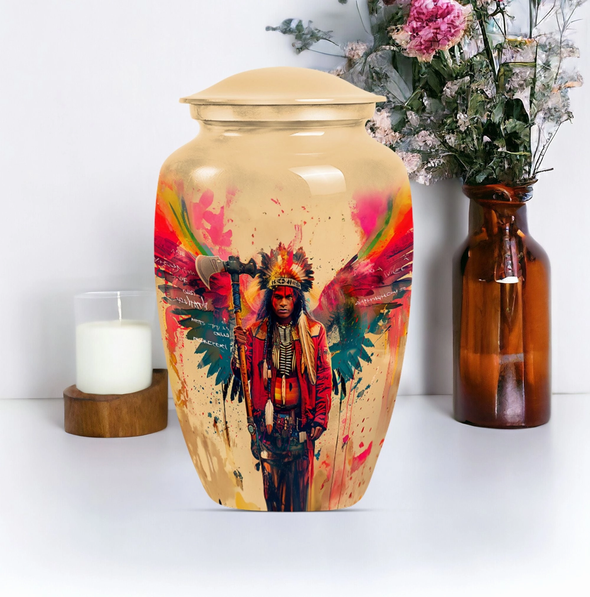 Tribe Man Memorial Ash Protector - Classic Cremation Urn